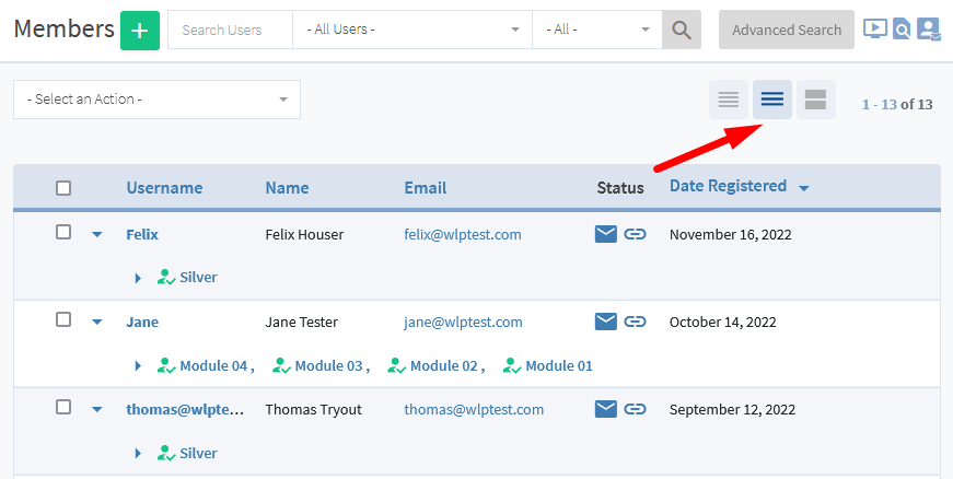 Manage Members - List View