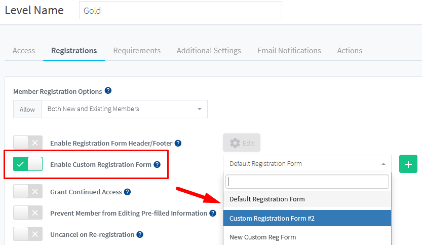 WishList Member Registration Settings