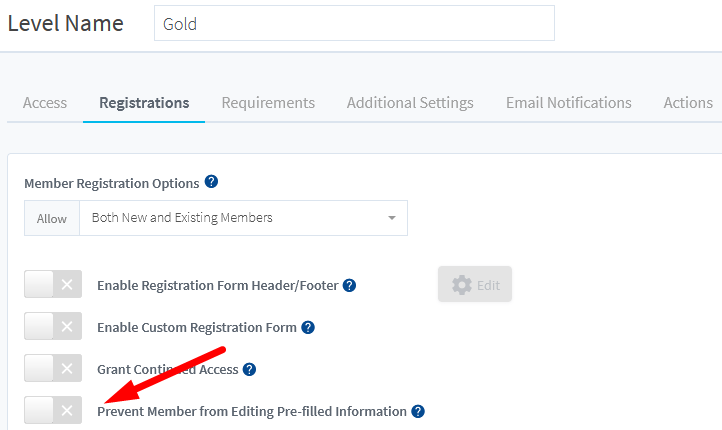 WishList Member Registration Settings