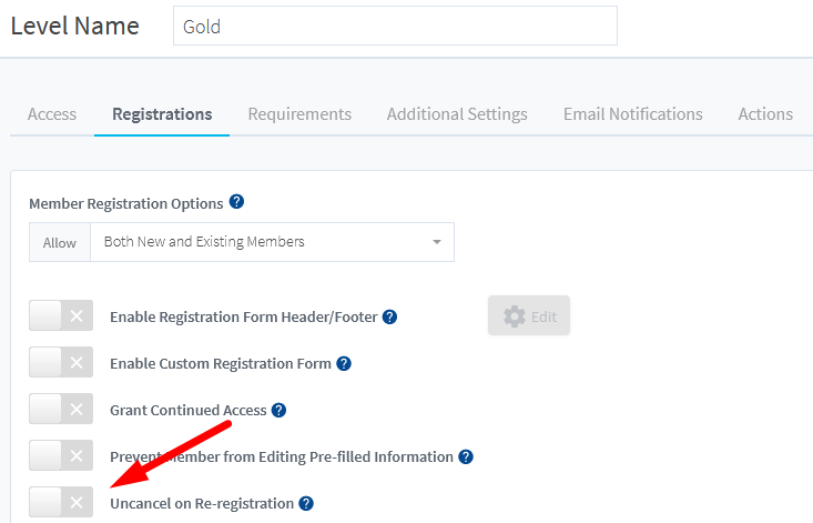 WishList Member Registration Settings