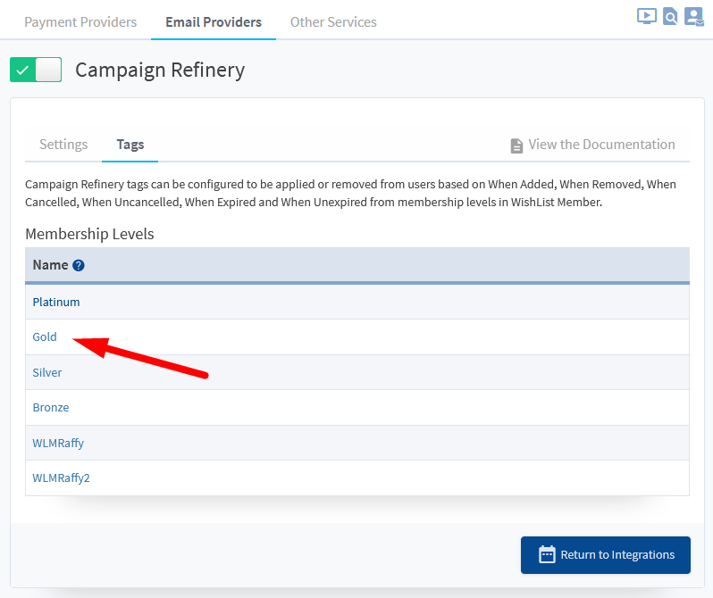 WishList Member Integration with Campaign Refinery - Membership Levels