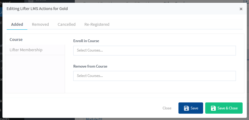 Lifter LMS Integration with WishList Member - Membership Level Actions