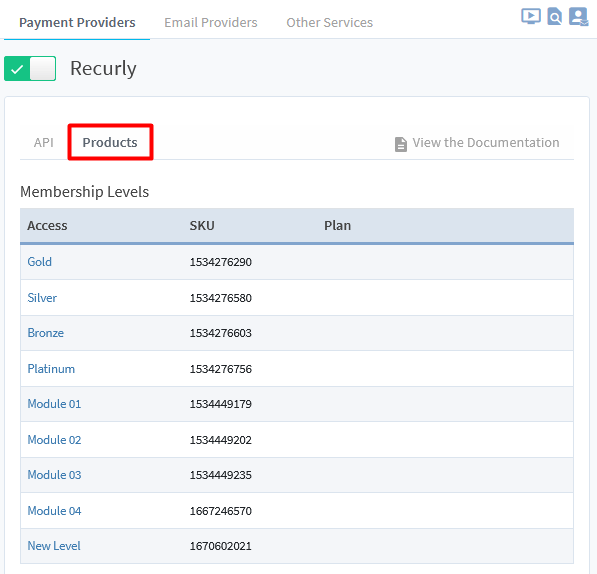 Recurly Integration with WishList Member - Products