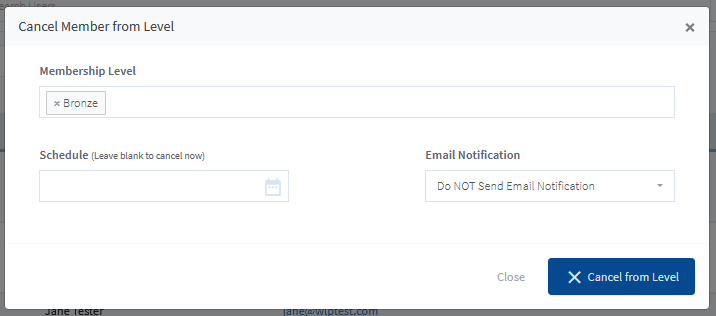 Bulk Edit Existing Members in WishList Member - Cancel from Level