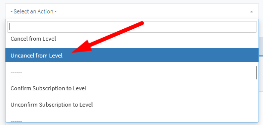 Bulk Edit Existing Members in WishList Member - Uncancel from Level