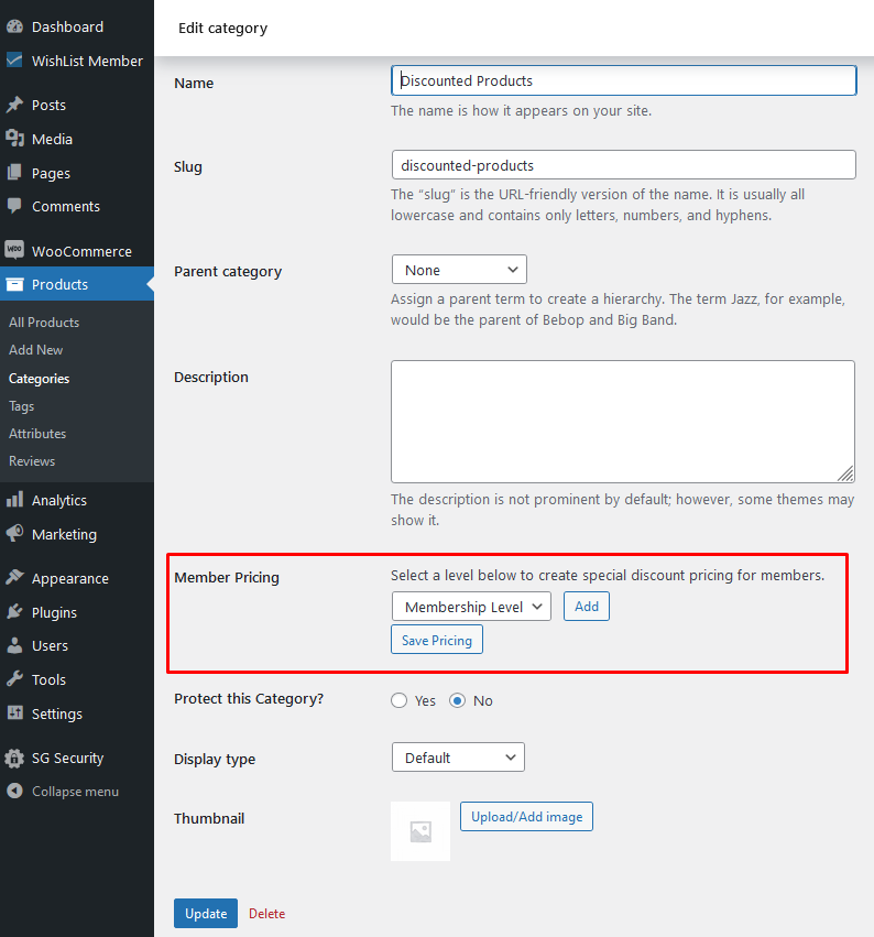 WooCommerce Product Category Member Pricing