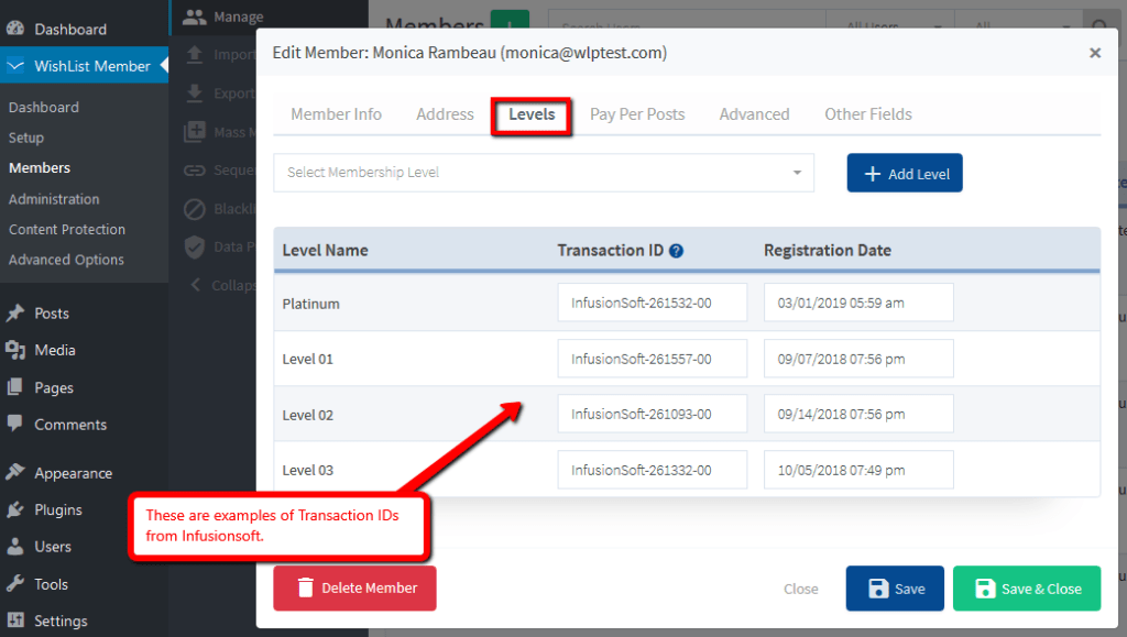 Transaction IDs members